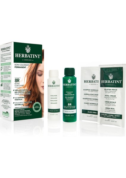 Kalıcı Bitkisel Saç Bakım Boyası Light Copper Blonde 8R Açık Bakır Sarı 150 ML