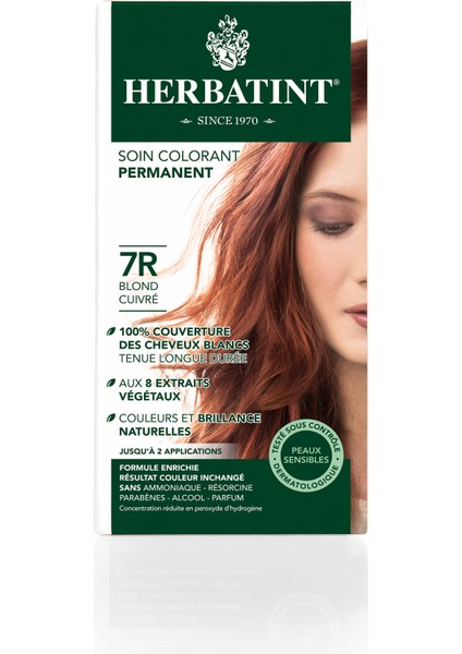 Kalıcı Bitkisel Saç Bakım Boyası Copper Blonde 7R Bakır Sarı 150 ML
