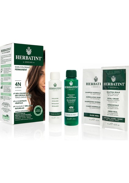Kalıcı Bitkisel Saç Bakım Boyası Chestnut 4N Kestane 150 ML