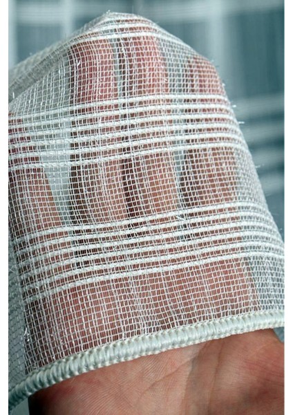 Taç Enine Çizgili Kullanıma Hazır 1/2,5 Normal Pile Tül Perde Tek Kanat - Ekru 100 x 260 cm indirimleri