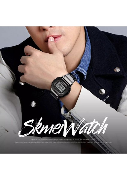 145S Siyah Renk Çelik Kasa Kronometreli Dijital Erkek Kol Saati fiyatları