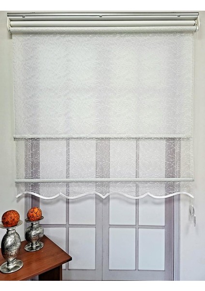 Dal Desenli Çift Mekanizmalı Tül Stor Perde Ekru MT2013 fiyatları