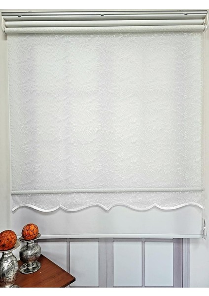 Dal Desenli Çift Mekanizmalı Tül Stor Perde Ekru MT2013 indirimleri