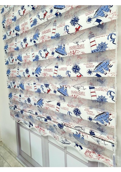 Gemi Desenli Zebra Stor Perde MZ143 fırsatları