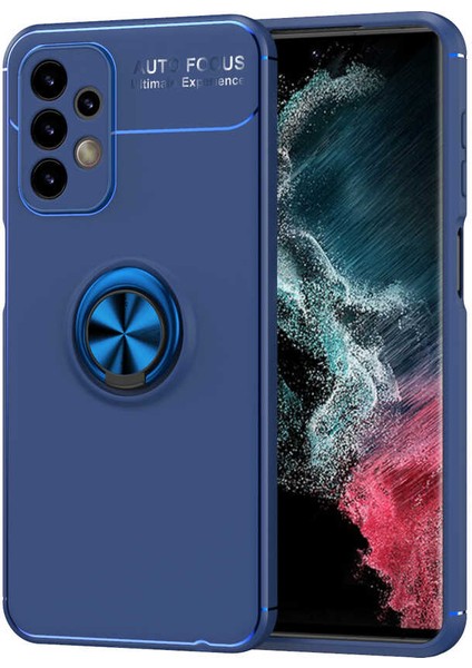 Caseworld Samsung Galaxy A23 Kılıf Renkli Yüzüklü Manyetik Silikon Kapak Mavi - Mavi