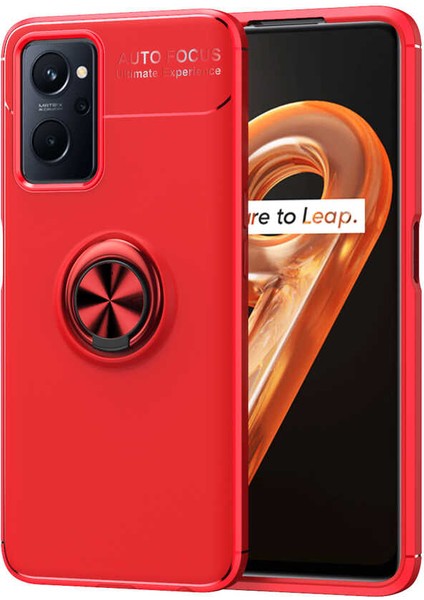 Caseworld Oppo A36 Kılıf Renkli Yüzüklü Manyetik Silikon Kapak Kırmızı - Kırmızı