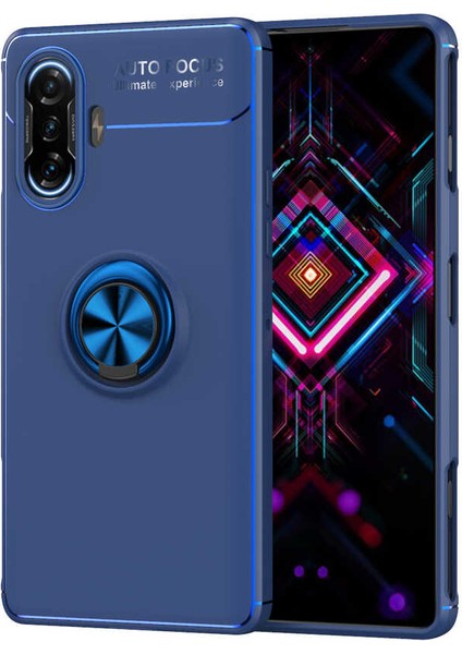 Caseworld Xiaomi Redmi K40 Gaming Kılıf Renkli Yüzüklü Manyetik Silikon Kapak Mavi - Mavi