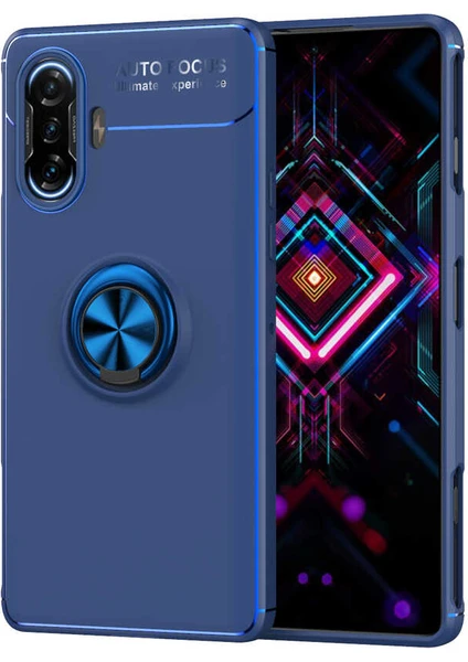 Caseart Xiaomi Redmi K40 Gaming Kılıf Renkli Yüzüklü Manyetik Silikon Kapak Mavi - Mavi