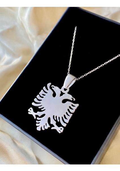 Alâ Silver Jewellery Çift Başlı Kartal Arnavutluk Sembolü 925 Ayar Gümüş Kolye
