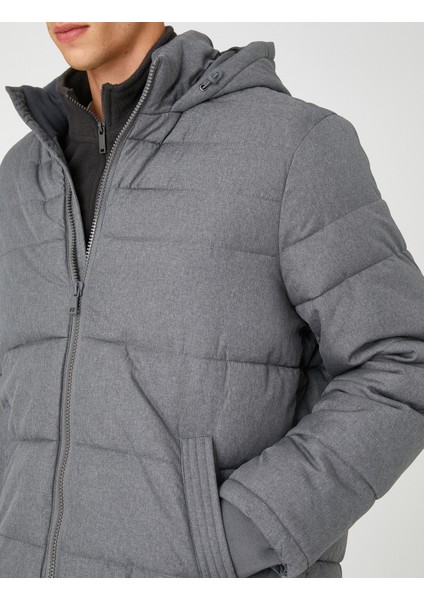 Anorak Puffer Coat Hooded Pocket Detailed