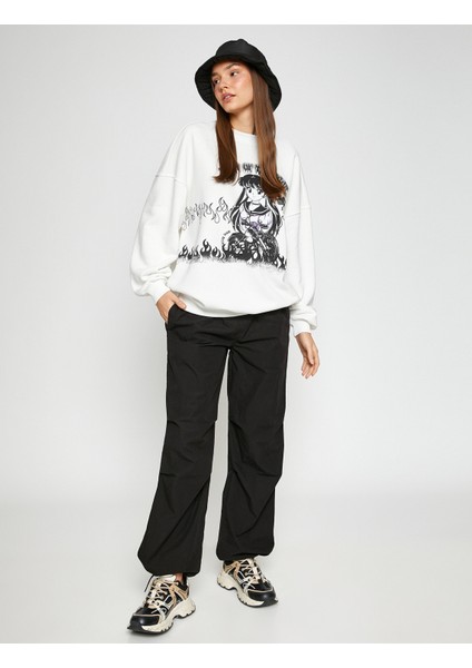 Anime Sweatshirt Oversize Bisiklet Yaka Uzun Kollu