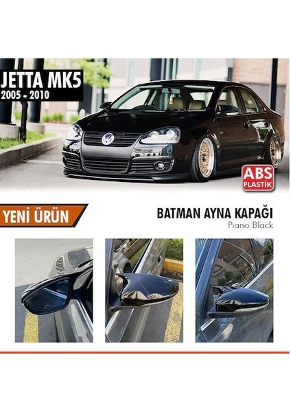 Volkswagen Jetta Mk5 (2005-2010) Batman Yarasa Ayna Kapağı (Parlak Siyah)