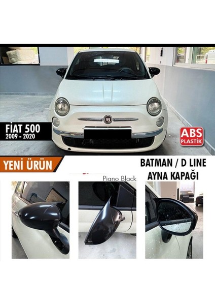 Fiat 500 (2009-2020) Batman Yarasa Ayna Kapağı (Parlak Siyah)