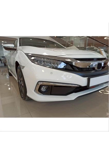 Honda Cıvıc Fc5 2019-2021 Ön Sis Kaşı Kaplaması Nikelaj (Makyajlı Kasa)