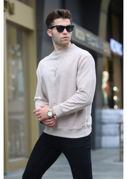 Bej Basic Erkek Sweatshirt 6010 modelleri