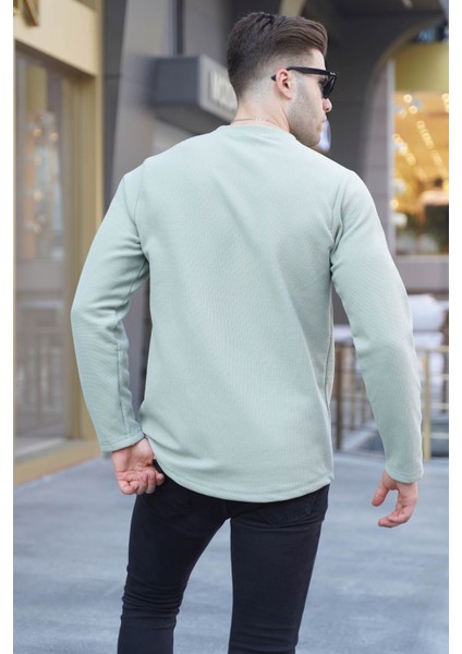 Yeşil Bisiklet Yaka Regular Fit Basic Sweatshirt 6023 fiyatları