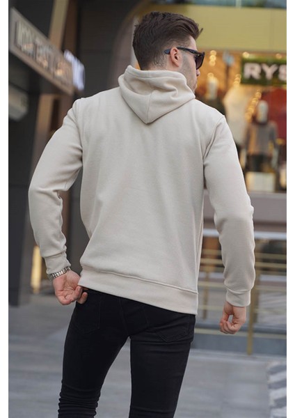 Bej Kapüşonlu Basic Sweatshirt 6014 fiyatları