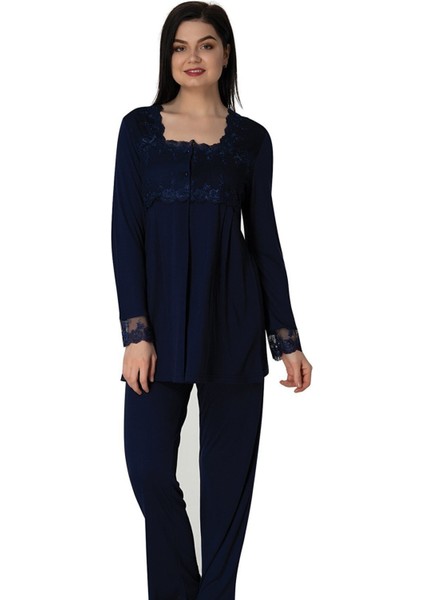 2403 Model Lacivert Lohusa Pijama Takımı 2403