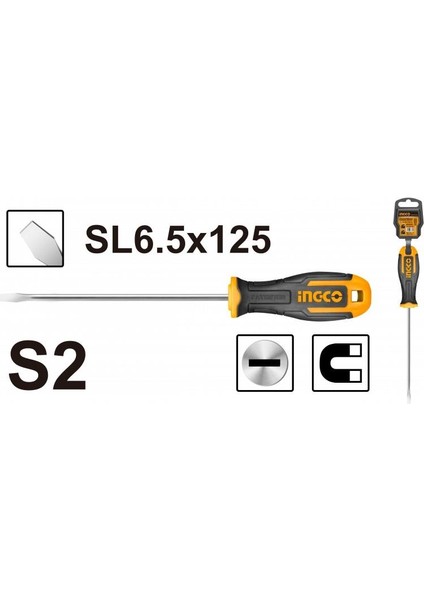 Endüstriyel Mıknatıslı Düz Tornavida 5X125MM HS686125