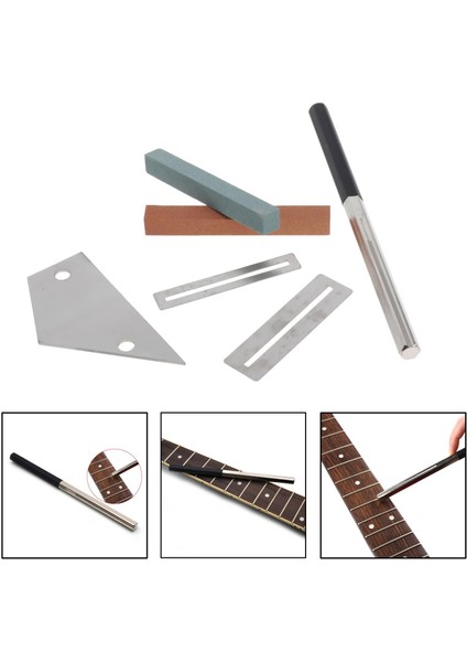 Gitar Perdesi Onarım Aracı Seti Klavye Koruması Çelik Taçlandırma Dosya Taşlama Kitleri (Yurt Dışından)