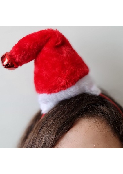 Yılbaşı Yeniyıl Kostümü Noel Baba Şapkası Taç Çıngıraklı Yılbaşı Şapkası Tacı