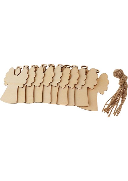 10PCS Rustik Boş Melek Ahşap Parçalar Hediye Etiketleri Düğün Xmas Ağaç Sarkoları (Yurt Dışından)