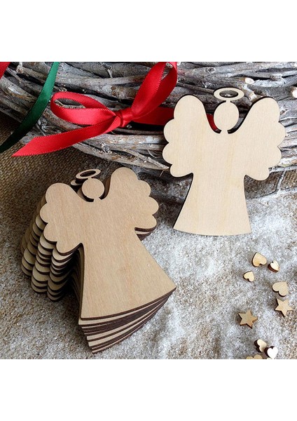 10PCS Rustik Boş Melek Ahşap Parçalar Hediye Etiketleri Düğün Xmas Ağaç Sarkoları (Yurt Dışından)