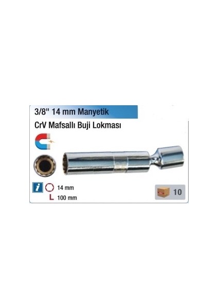 Nt Toolls 3/8'' 14 mm Manyetik Mafsallı Buji Lokması