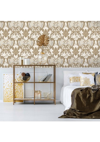 Dante Seri Damask Desenli Duvar KAĞIDI-(1411-5 Koyu Bej Krem) fiyatları