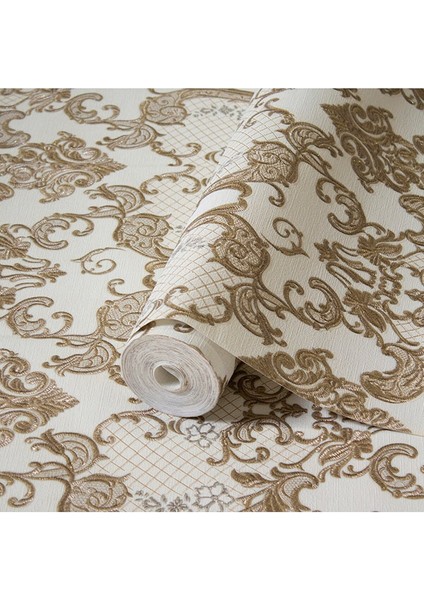 Dante Seri Damask Desenli Duvar KAĞIDI-(1411-5 Koyu Bej Krem) modelleri