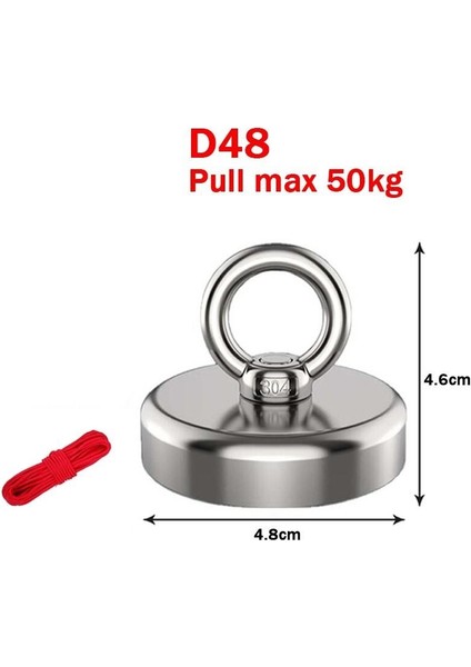 50 kg D48 Magnet Fishing 20M Halatlı Neodyum Pot Mıknatıs Seti