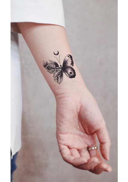 Siyah Renkli Kelebek Dövmesi 2'li Minimal Tattoo fiyatları