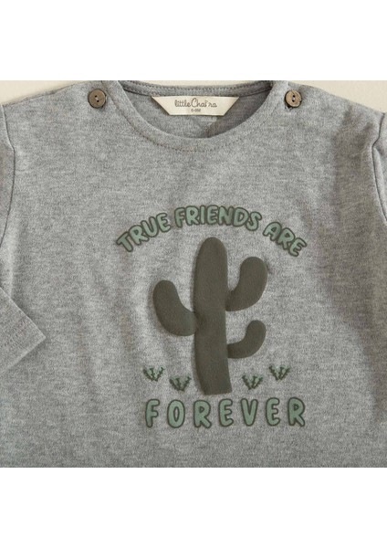 Kaktüs Baskılı Tshirt Gri Melanj modelleri