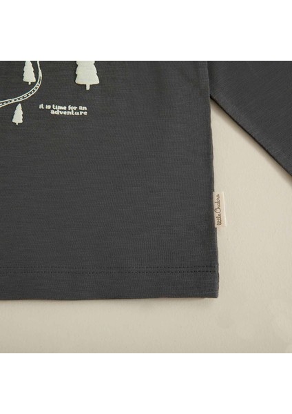 Nordic Baskılı Tshirt Antrasit modelleri