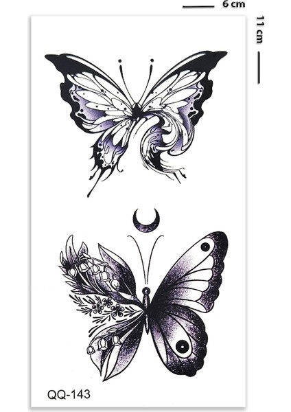 Siyah Renkli Kelebek Dövmesi 2'li Minimal Tattoo modelleri