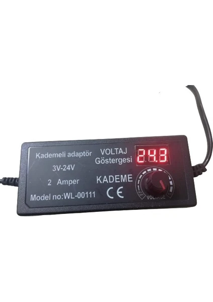 WL-00111 Kademeli Adaptör 3V 24V 2 Amper Voltaj Göstergeli Adaptör