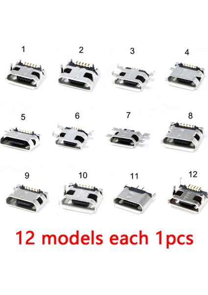 Mikro USB Kadın Soket Konnektörü Yedek USB Konnektörleri Için Telefon 12 Modelleri Her 1 Adet (Yurt Dışından) modelleri