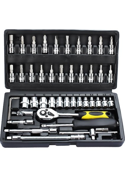 46PCS Profesyonel Araba Onarım Aracı Seti Cırcır Torku Somar Araçları Kiti (Yurt Dışından)