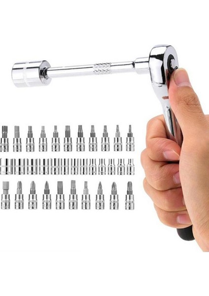 46PCS Profesyonel Araba Onarım Aracı Seti Cırcır Torku Somar Araçları Kiti (Yurt Dışından)