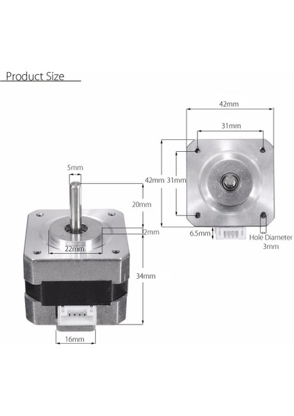 Metal Nema 17 Bipolar Step Motor 28N.CM Cnc 3D Yazıcı Için 0.4A 12V 1.8 ° (Yurt Dışından)