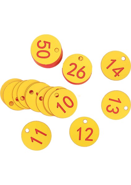 100X Protable Numarası Tag Numarası 1-100 Otel Depo Yurdu Tuşları Için Sarı + Kırmızı Kelime (Yurt Dışından) fiyatları