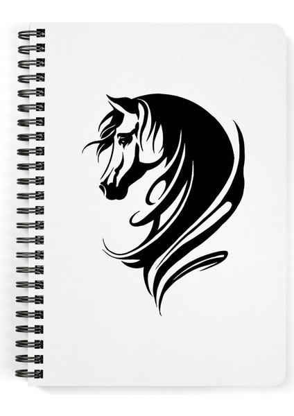 Zeron Tasarım Horse Baskılı Spiralli Ahşap Kapaklı Defter 15 x 20 cm DFT6429