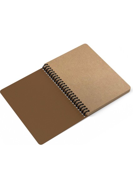 Zeron Tasarım Markalar Baskılı Spiralli Ahşap Kapaklı Defter 15X20 cm DFT3599