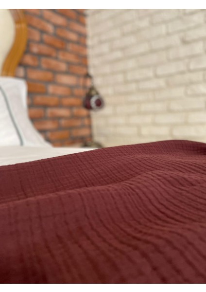 Bordo 4 Katlı Müslin Yatak Örtüsü Battaniye – Çift Kişilik Pike 200x240 cm %100 Pamuk Dört Mevsim fiyatları