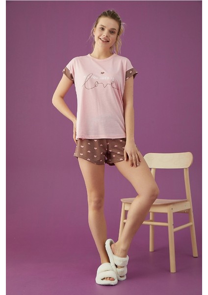 Kadın Şortlu Kısa Kollu Pijama Takımı Desenli fiyatları