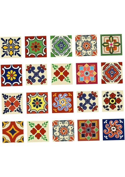 20 Adet Bohemia Karo Sticker Çıkartmaları Ev Mutfak Duvar Zemin Dekor C10X10 cm (Yurt Dışından)