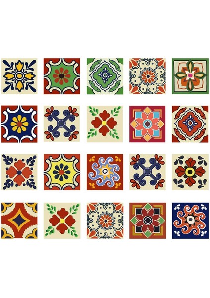20 Adet Bohemia Karo Sticker Çıkartmaları Ev Mutfak Duvar Zemin Dekor C10X10 cm (Yurt Dışından)