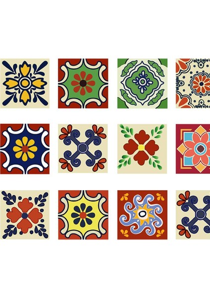 20 Adet Bohemia Karo Sticker Çıkartmaları Ev Mutfak Duvar Zemin Dekor C10X10 cm (Yurt Dışından)