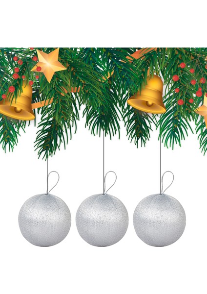 Yılbaşı Çam Ağacı Süsü Gümüş Simli Top 6 cm 6'lı fiyatları