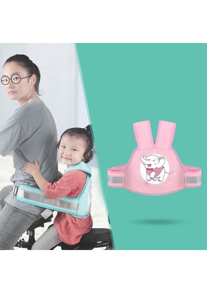 Motosiklet Çocuk Çocuk Emniyet Kemer Kablo Demet Bisiklet Ön Arka Ayarlanabilir Pembe Fil (Yurt Dışından)